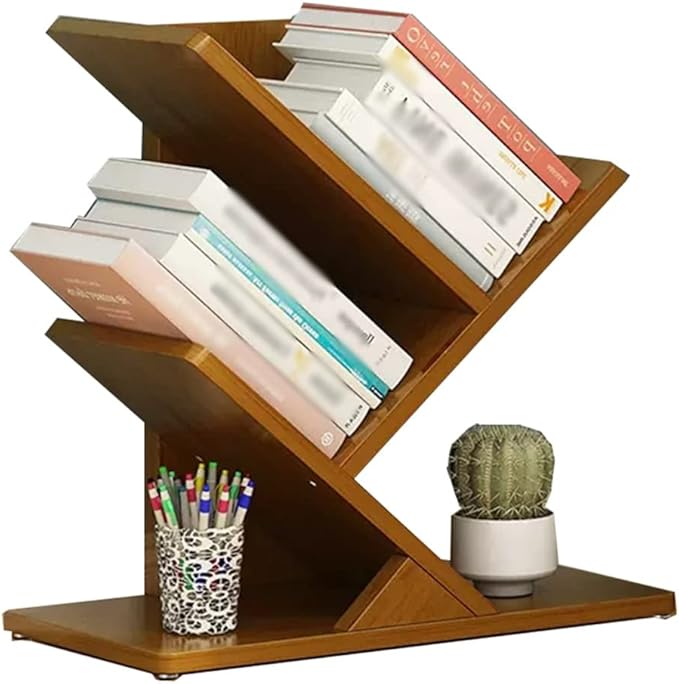 Tree Bookshelf, Corner Bookcase Wood, Floor Standing Bookshelf Book Rack Storage