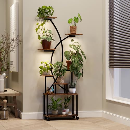 EverGlow 7-Tier Tree Shaped Plant Shelf | LED Grow Light Stand