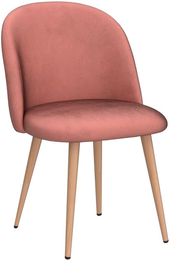 Mid Century Modern Kitchen Velvet Upholstered Accent Leisure Chairs,Set of 2, Pink 1