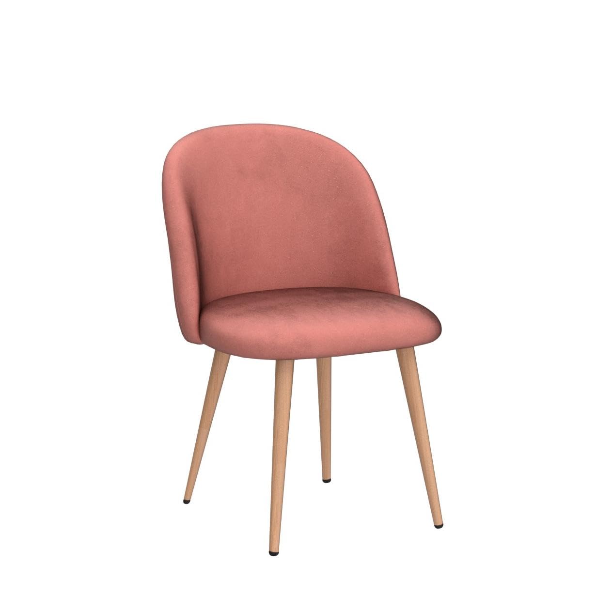 Mid Century Modern Kitchen Velvet Upholstered Accent Leisure Chairs,Set of 2, Pink 1