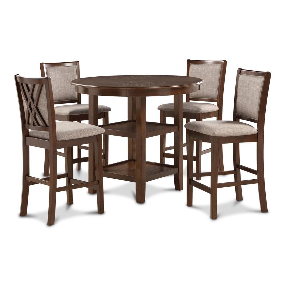 5-Piece Round Counter Height Dining Set with Storage