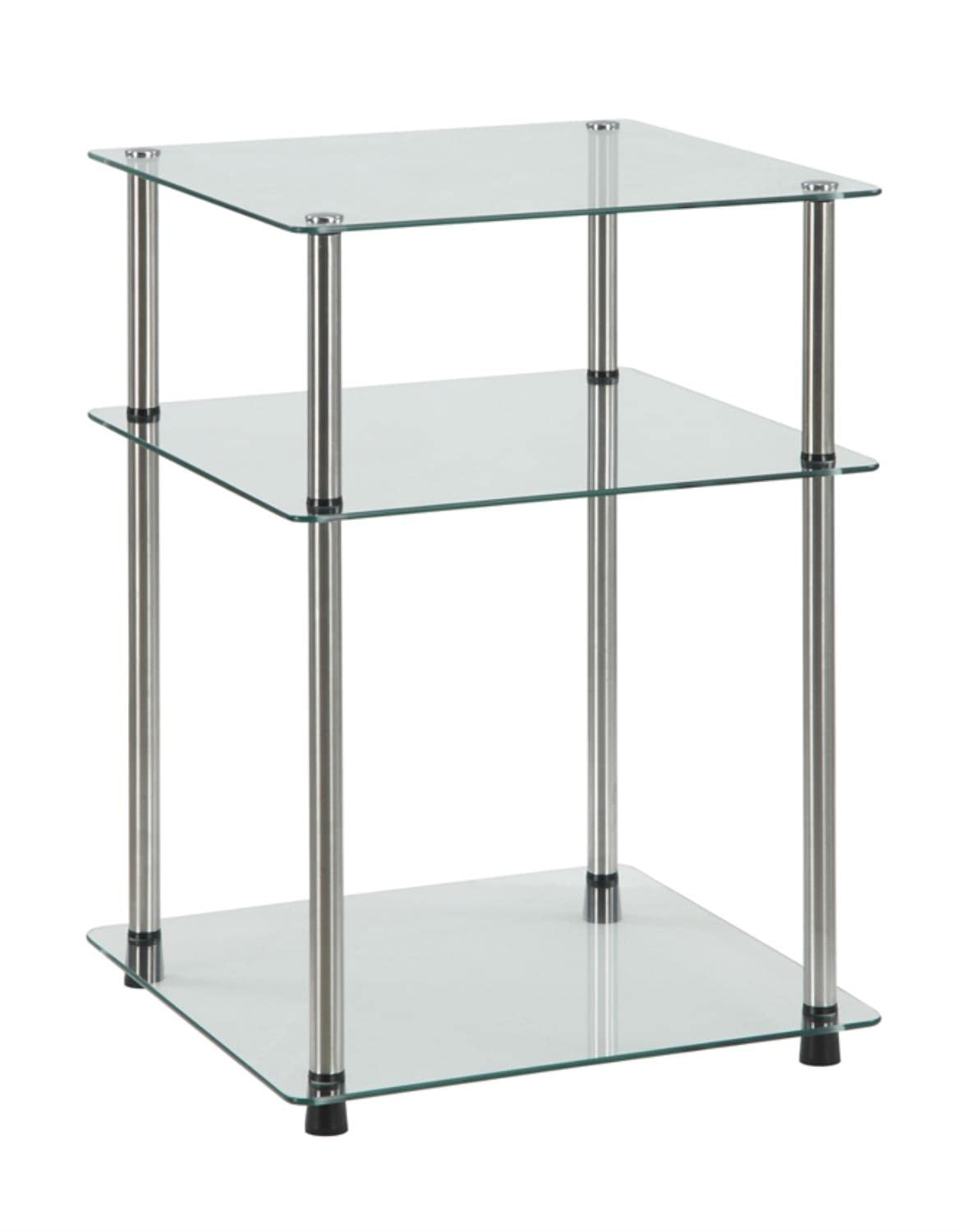 Designs2Go Classic Glass 3 Tier End Table, Glass