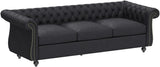 Tufted Microfiber Sofa with Scroll Arms, Black