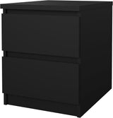 2 Drawer Bedroom Nightstand Nighstand, 19.69 in x 15.91 in x 19.49 in, Black