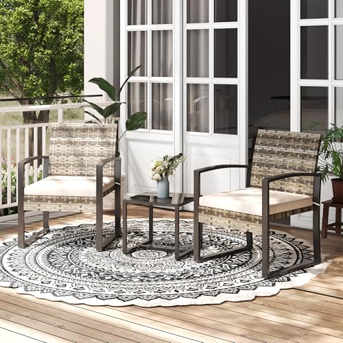 Outdoor Bar Stools Set of 2 | 30 Inch Bar Height Rattan Patio Barstools