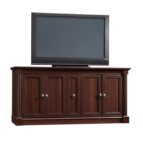 Traditional Engineered Wood & Tempered Glass Credenza TV Stand for TVs up to 70" with 4 Adjustable Shelves