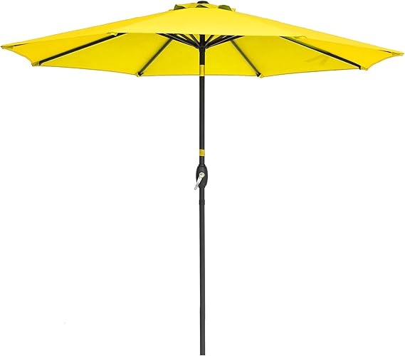 9' Outdoor Umbrella Patio Umbrella 2-Year-Non-Fading Steel Market Umbrella with Push Button