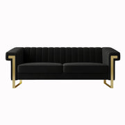 84" Velvet Couch Black Sofa Medieval Modern Luxury Sofa Comfortable Couches