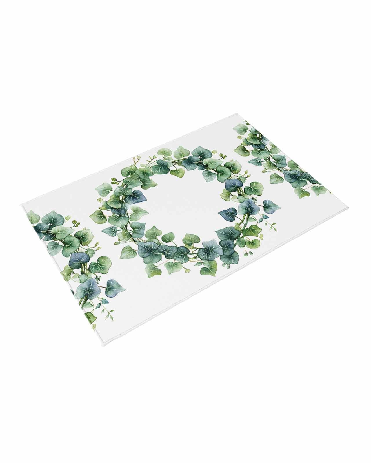 Outdoor Rug 5x8 ft Green Blue Leaf Outdoor Large Area Rug Non Slip Rubber Spring Plant