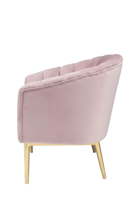 Colla Velvet Upholstery Accent Chair in Blush Pink and Gold