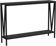 Black Narrow Console Table with Storage, 42.9" 2-Tier Sofa Table for Entryway