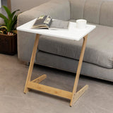 Bamboo Modern Tv Trays Table for Eating, Wood Couch Table End Snack Desk Sofa Side Table