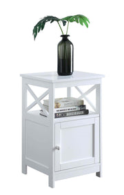 Oxford End Table with Storage Cabinet and Shelf, White
