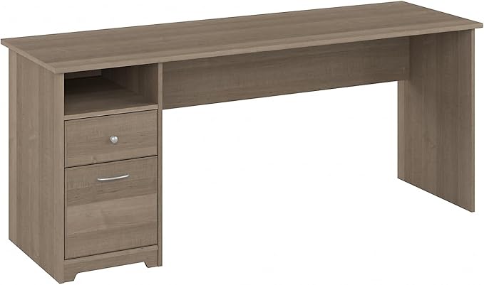 Cabot 72W Office Desks for Home Office with Storage and Chrome Hardware | Elegant Computer Table with Drawers, Modern Gray