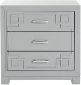 Raina Three Drawer Greek Key Night Stand, 0, Navy