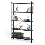 5 Tier Bookshelf, Modern Freestanding Tall Bookcase with Steel Frame