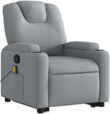 Fabric Stand Up Massage Recliner Chair - Power Lift, Manual Recline, Vibration Massage, Cup Holders, Light Gray