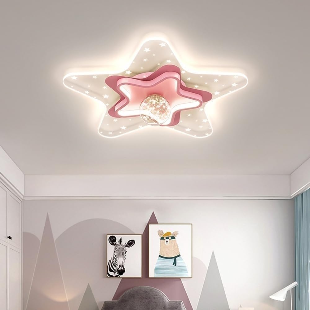 Dimmable Star LED Flush Mount Ceiling Light for Girls Bedroom