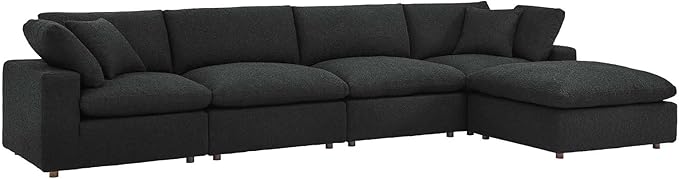 Commix Modular Sofa, Extra Large Reclining Sectional, Black Fabric