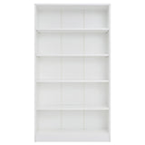 5 Shelf White Bookcase 60 inch Tall Wood Bookshelf for Bedroom