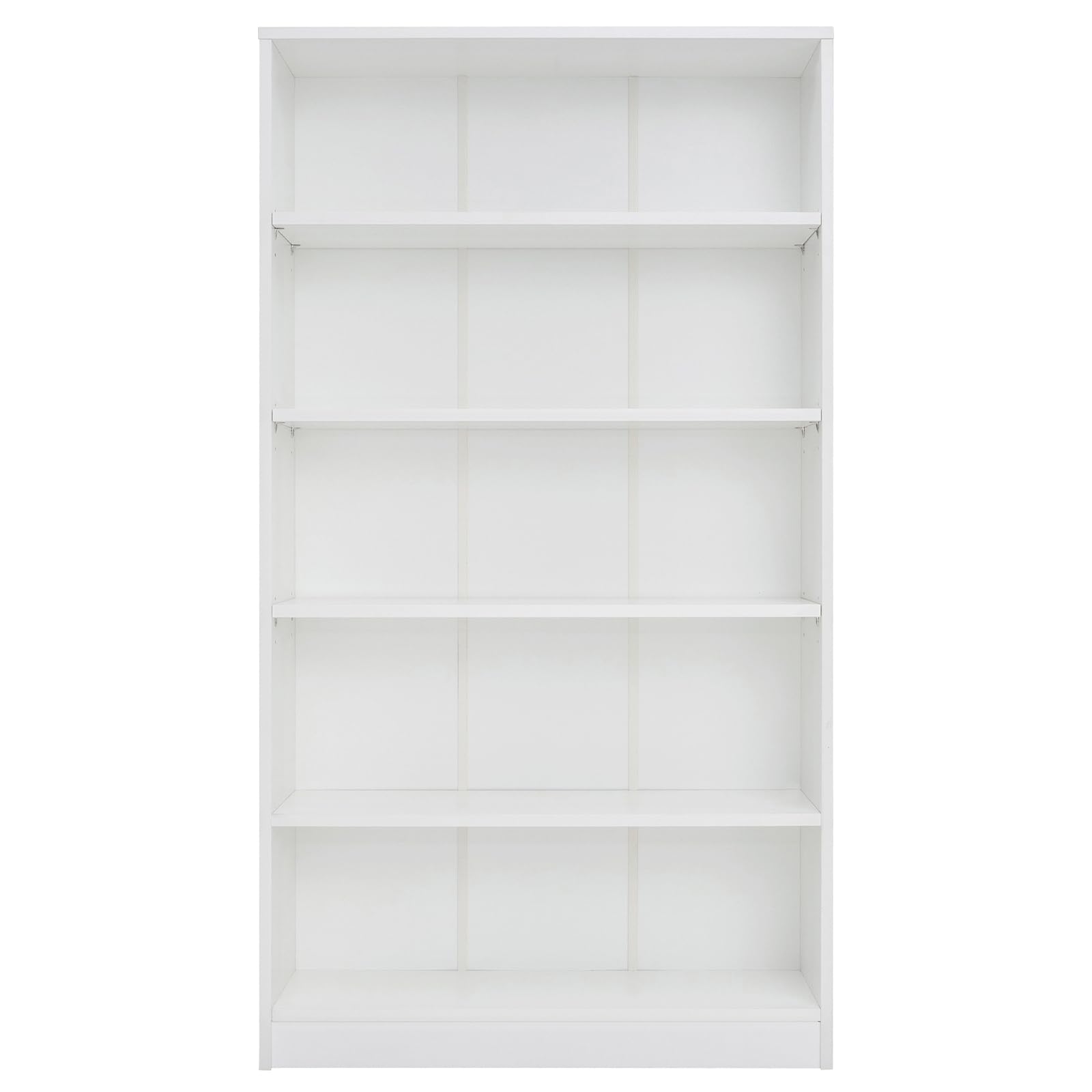 5 Shelf White Bookcase 60 inch Tall Wood Bookshelf for Bedroom