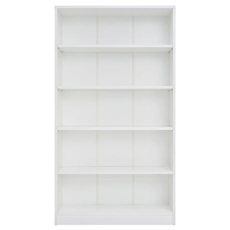 5 Shelf White Bookcase 60 inch Tall Wood Bookshelf for Bedroom