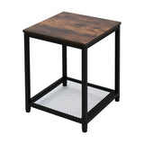 Industrial End 2-Tier Side Table with Storage Shelf Sturdy Easy Assembly Wood