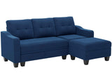 Velvet Sectional Couch with Storage, L Shaped Sofa with Chaise for Small Space, Blue