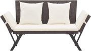 Garden Bench with Cushions 2-in-1,Garden Daybed, Both Sides Adjustable, Garden Sofa