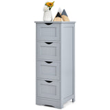 Bathroom Storage Cabinet, Grey Freestanding Floor Cabinet with 4 Drawers & Anti-Tipping Device for Bathroom Living Room Home Office,