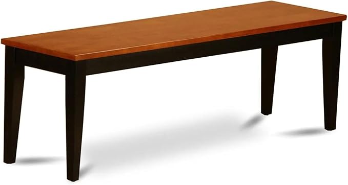 Nib-BLK-W Nicoli Dining Table Bench with Wooden Seat, 54x15x17 Inch, Black & Cherry