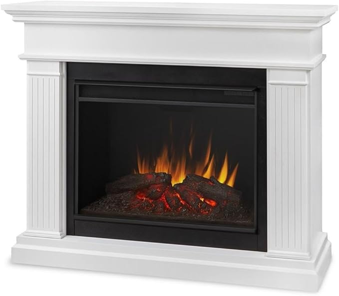 Contemporary 55.5" Wooden Surround Heater Electric Solid Wood Fireplace