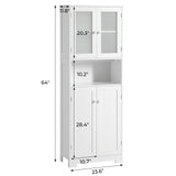 Tall Bathroom Storage Cabinet, Large Floor Cabinet with Open Compartments and 2