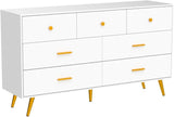 7 Drawer Dresser for Bedroom, Modern White Wood Dresser with Wide Drawers