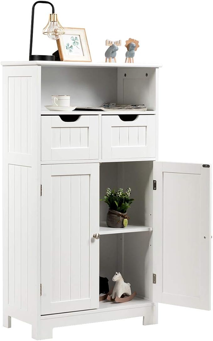 Bathroom Floor Cabinet, Storage Cabinet w/Open Shelf