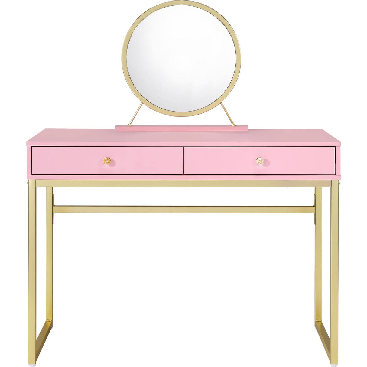 Base Vanity Set with 2 Drawers in Pink and Gold