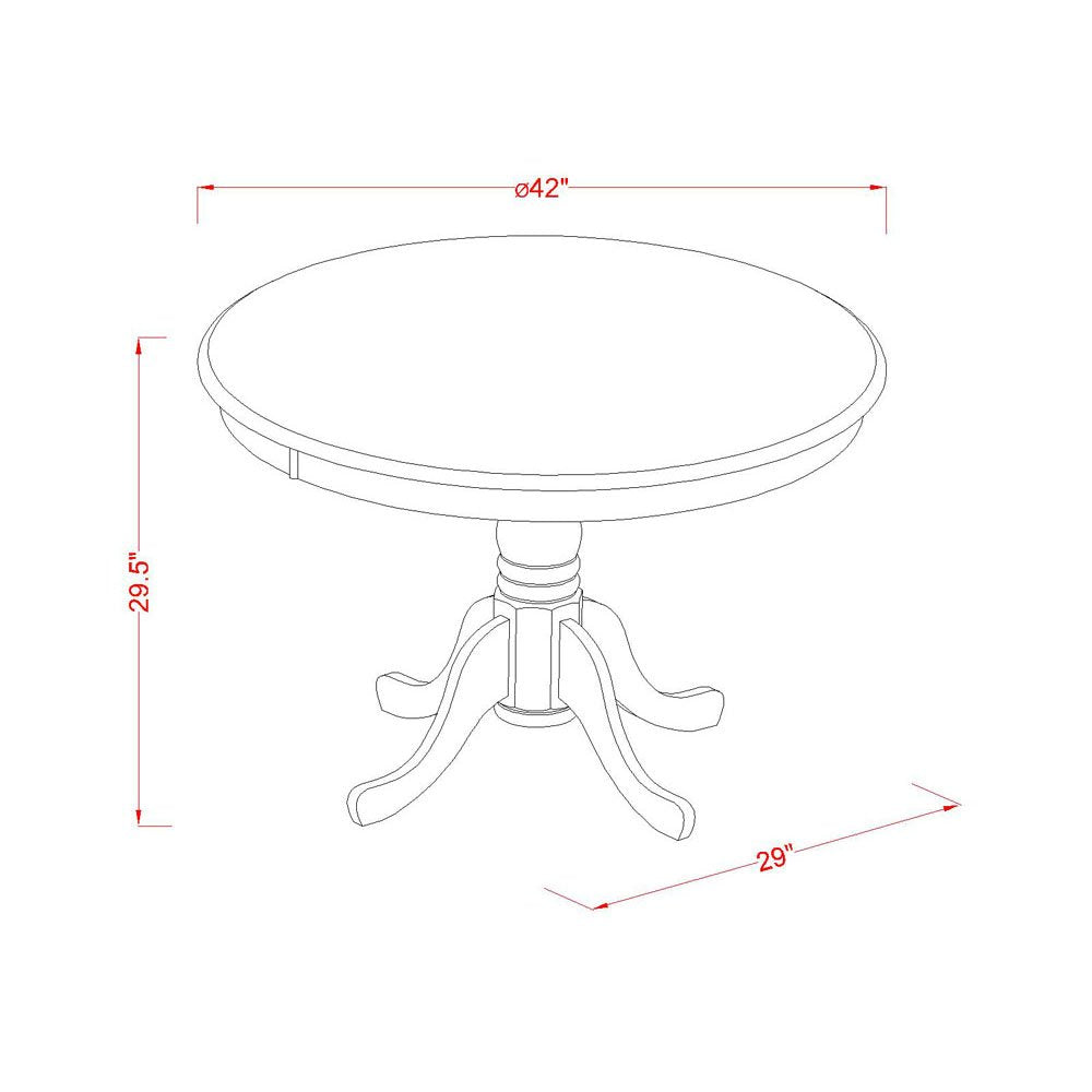 HLDL5-MAH-W 5 Piece Kitchen Table Set for 4 Includes a Round Dining