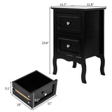 2Pcs Wooden Nightstand with Drawers, Drawers Nightstand Tall End Table Storage Two-Tier Black Night Tables Bedroom Set of Two for Home Living Room Bedroom (Black)