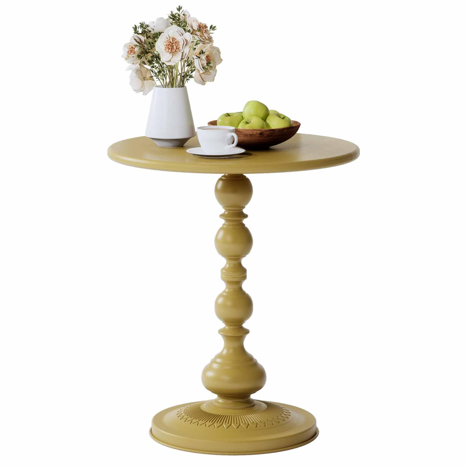 Small Round Side End Table, Vintage Matte Coffee Drink Cocktail Table