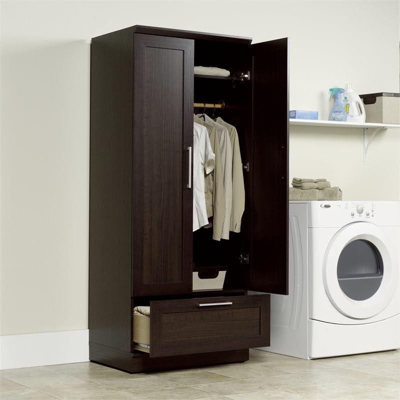 Wardrobe Armoire, Storage Cabinet with 1-Drawer and Garment Rod in Dakota