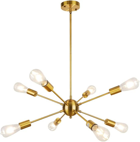 Gold Sputnik Chandeliers, 12 Lights Plating Golden Chandelier Light Fixture for Dining Room,