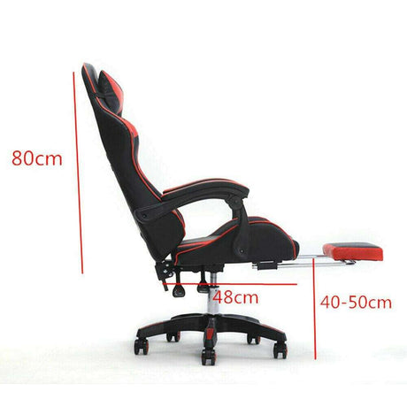 JHUS Red Gaming Chair with Footrest Office Racing Style Computer Swivel Desk Chair high Chair