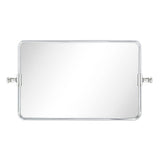 Chrome Rounded Rectangle Pivot Bathroom Mirror 14 x 22 Inch