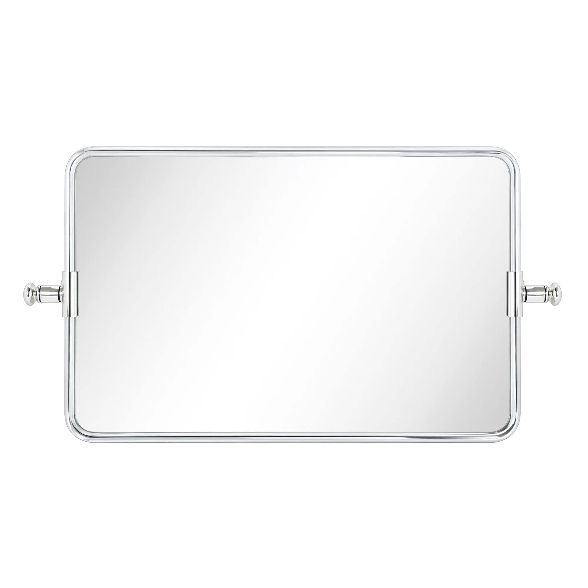 Chrome Rounded Rectangle Pivot Bathroom Mirror 14 x 22 Inch