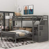 Twin Over Full Loft Beds, Bunk Beds Twin Over Full with Stairway and Storage, Full-Length