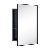 Recessed Mount 16x26'' Squared Rectangle Matt Black Bathroom Medicine Cabinet