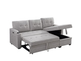 Linen Fabric Sleeper Sectional Sofa Convertible Pull Out Couch Bed