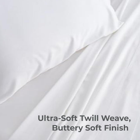 - Comfy Twill Classic Sheet - Viscose - Twin - 4 Piece Set - White