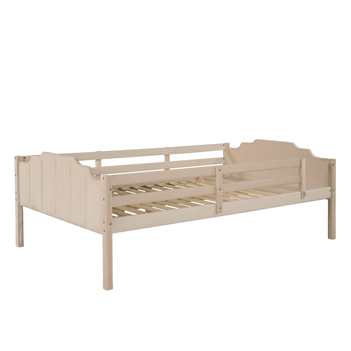 Twin Velvet Upholstered Bunk Bed with Headboard and Two Storage Drawers, Triple Bunk