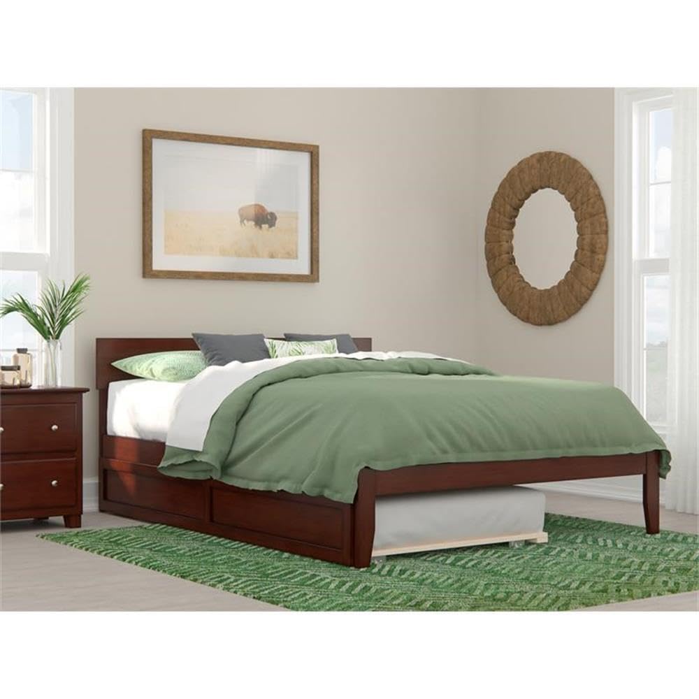 with Twin Extra Long Trundle in Walnut